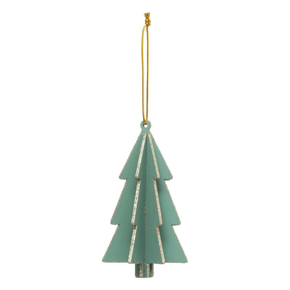 Atmosphera - Décoration de sapin en bois sapin 3D vert 13cm - Atmosphera Créateur d'intérieur