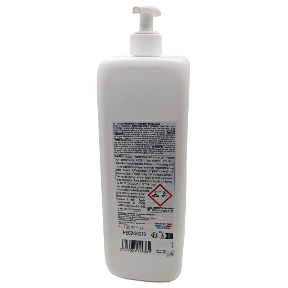 Francodex - Shampoing Doux et Hydratant senteur Pêche 1 L pour Chien - Image 3