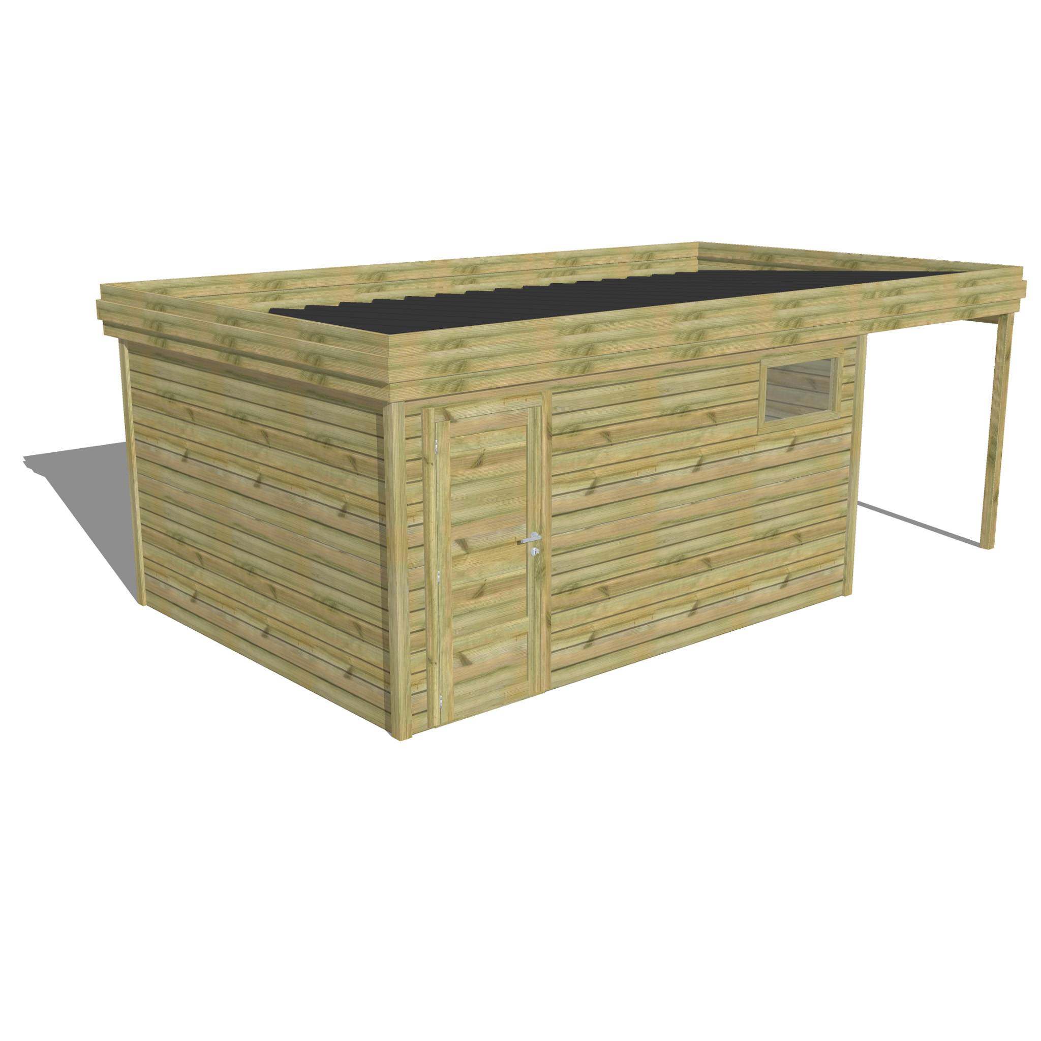 Abri Français - ABRI DE JARDIN bois Pin traité autoclave 27mm - 6,34x3,44m / 22m2 - Bac acier - Abri Français - Image 1