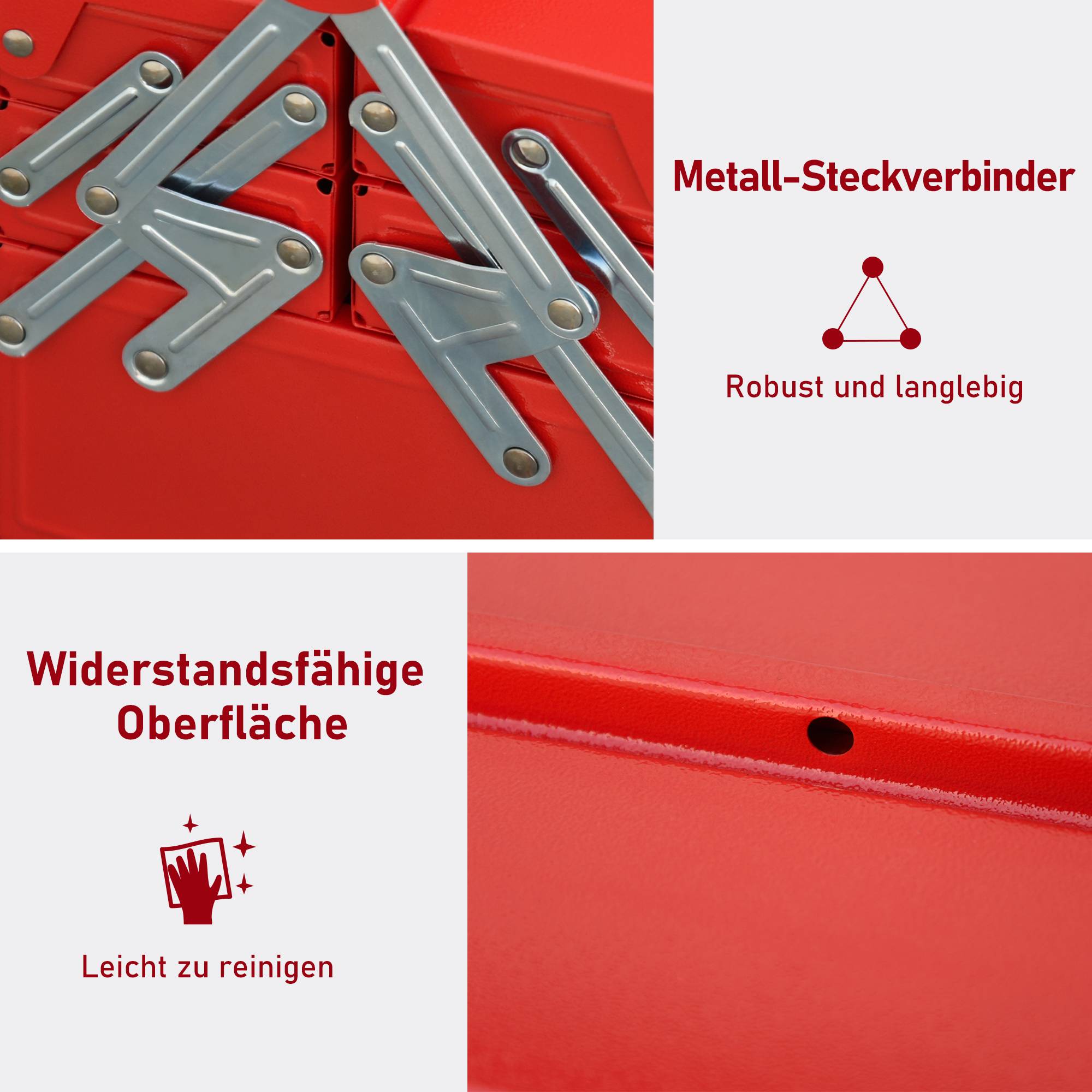 Sans Marque - Boîte à outils boîte à outils avec 5 compartiments 45 x 20 x 34,5 cm acier rouge - Image 8