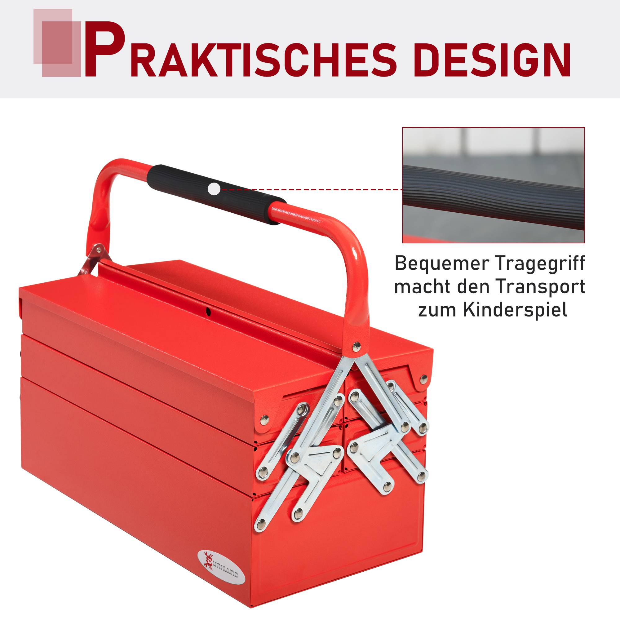 Sans Marque - Boîte à outils boîte à outils avec 5 compartiments 45 x 20 x 34,5 cm acier rouge - Image 6