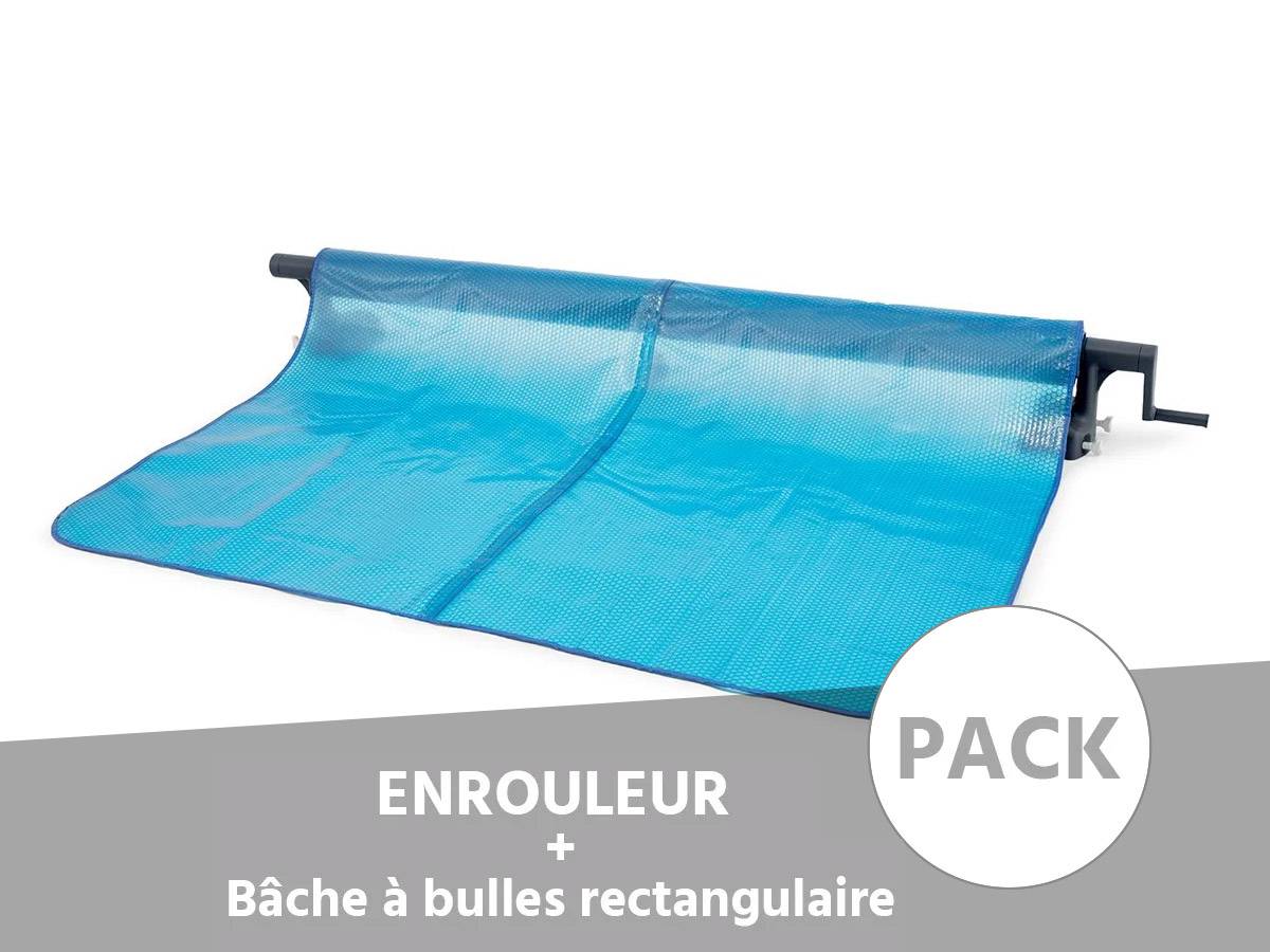 Enrouleur + Bâche à bulles pour piscine tubulaire rectangulaire 5,49 x 2,74 m - Intex - Imagen 1