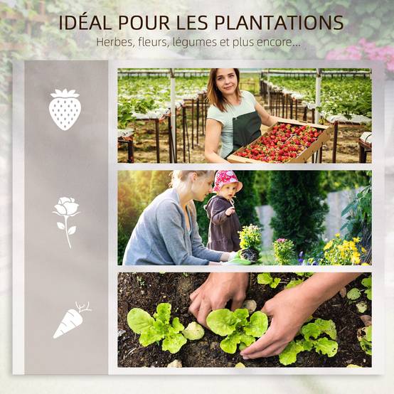 Carré potager jardinière à 3 étages avec treillis lit surélevé en bois pour plantes grimpantes légumes fleurs naturel - Image 9