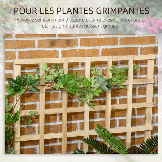 Carré potager jardinière à 3 étages avec treillis lit surélevé en bois pour plantes grimpantes légumes fleurs naturel - Image 6