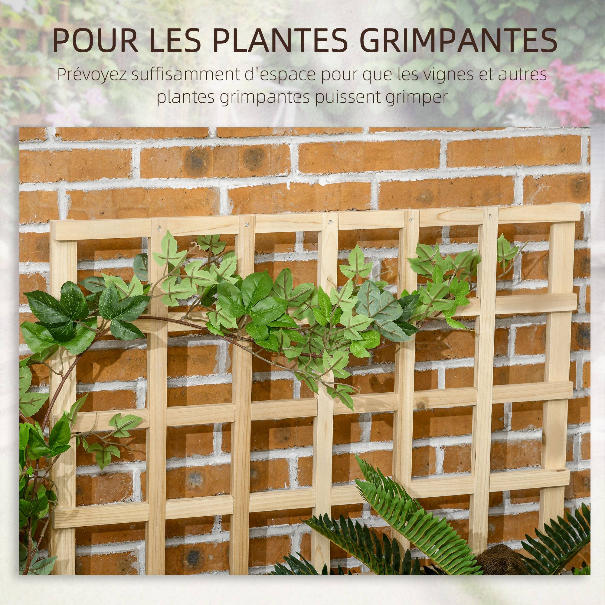 Carré potager jardinière à 3 étages avec treillis lit surélevé en bois pour plantes grimpantes légumes fleurs naturel - Image 6