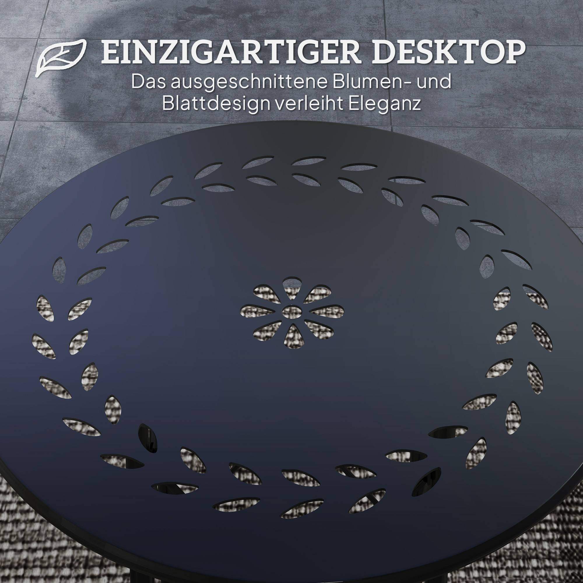 Table ronde extérieure acier noir 40 x 40 x 50 cm - PANGIVO - Image 6