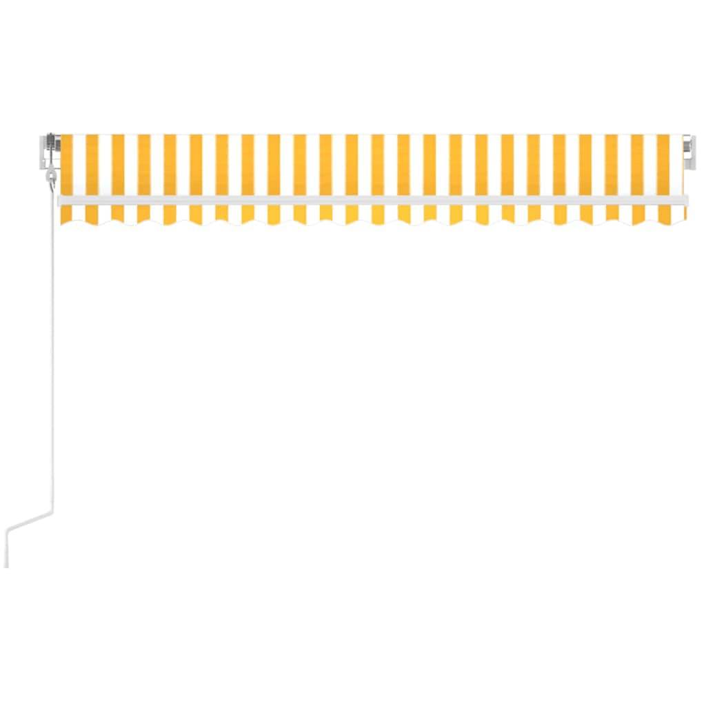 Store banne motorisé aluminium pour terrasse capteur vent LED 400x350 Jaune et blanc - ComfortXL Outdoor Living - Image 3
