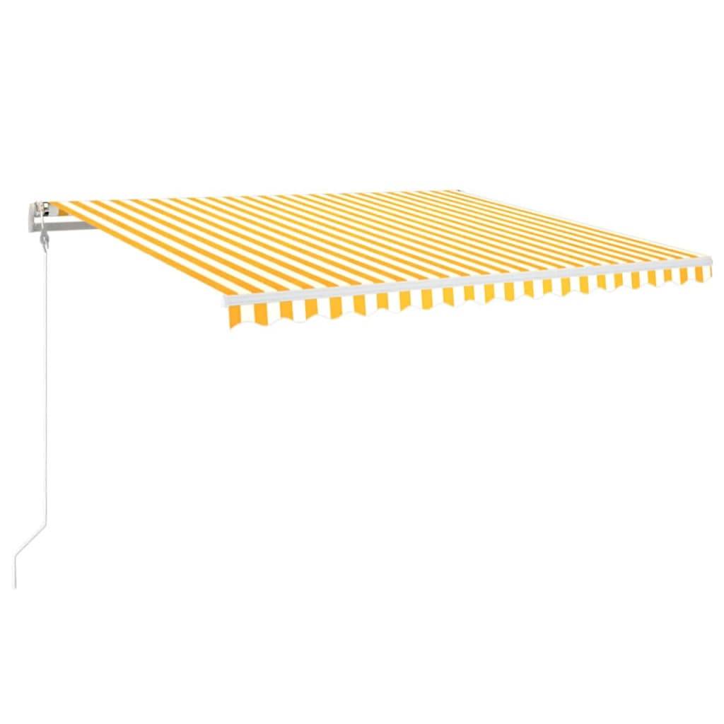Store banne motorisé aluminium pour terrasse capteur vent LED 400x350 Jaune et blanc - ComfortXL Outdoor Living - Image 2