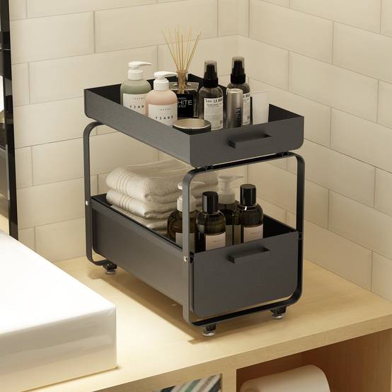 Todeco Étagère de Rangement Sous évier, Organisateur de Cuisine à 2 Niveaux Rangement Sous évier, Coulissant Organiseur pour Cuisine Armoire Salle de - Image 3