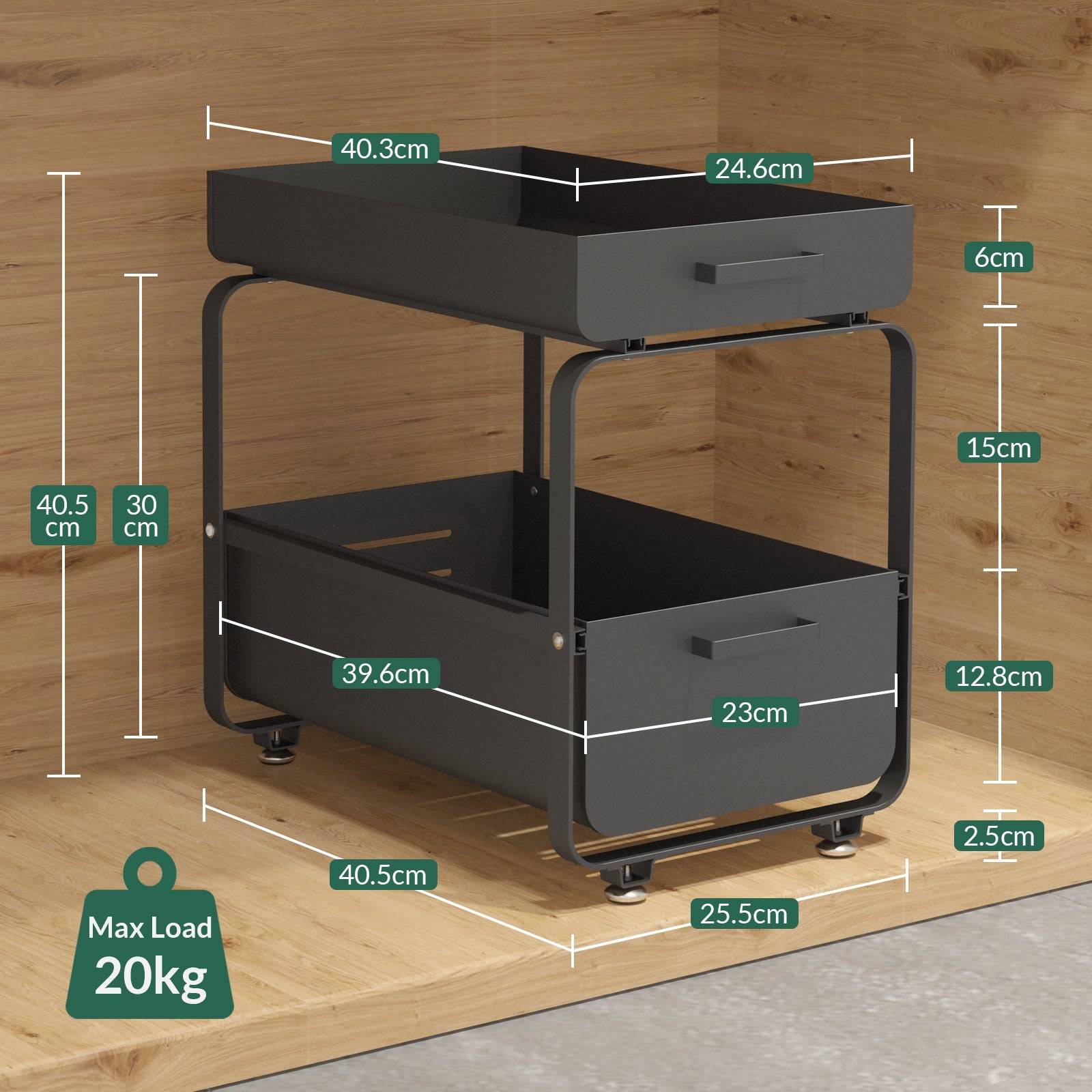 Todeco Étagère de Rangement Sous évier, Organisateur de Cuisine à 2 Niveaux Rangement Sous évier, Coulissant Organiseur pour Cuisine Armoire Salle de - Image 4