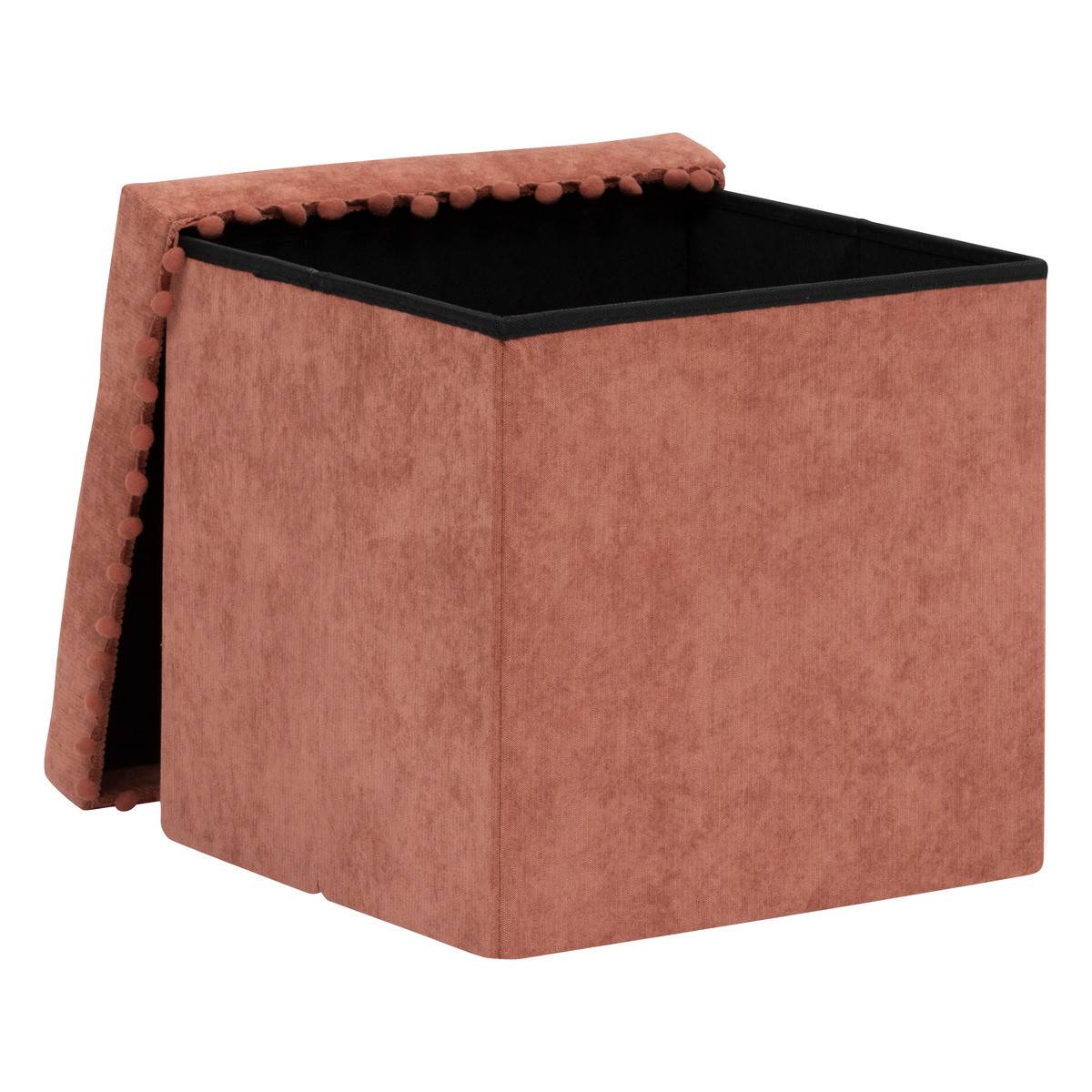 2 en 1 Pouf pliant et coffre de rangement Terracotta 40 x 39 cm - Imagen 2