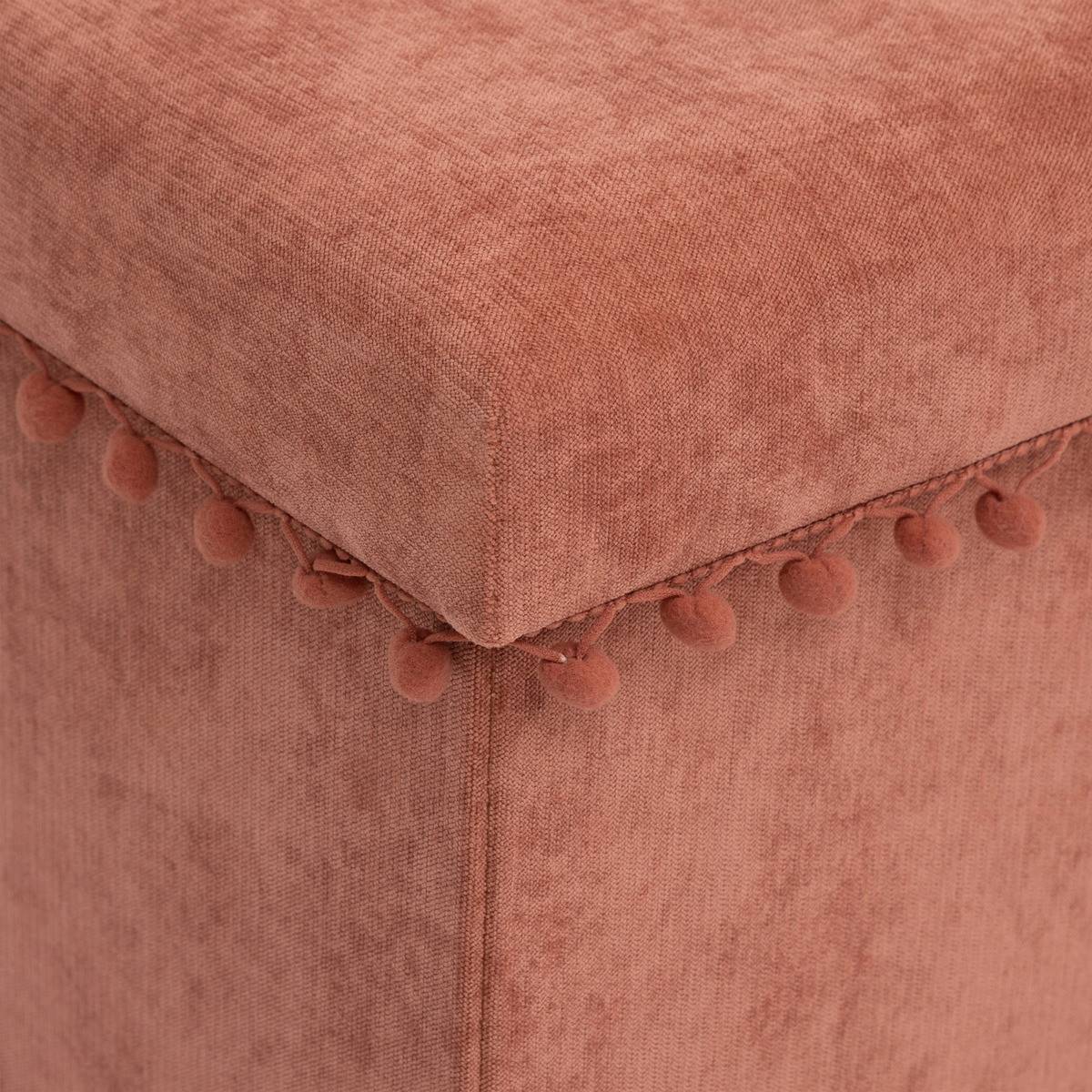 2 en 1 Pouf pliant et coffre de rangement Terracotta 40 x 39 cm - Imagen 5