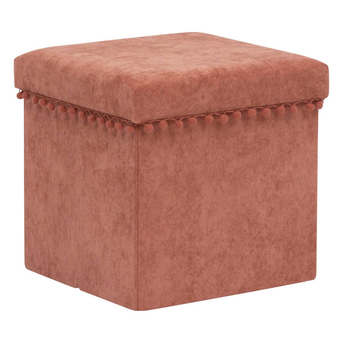 2 en 1 Pouf pliant et coffre de rangement Terracotta 40 x 39 cm - Imagen 1
