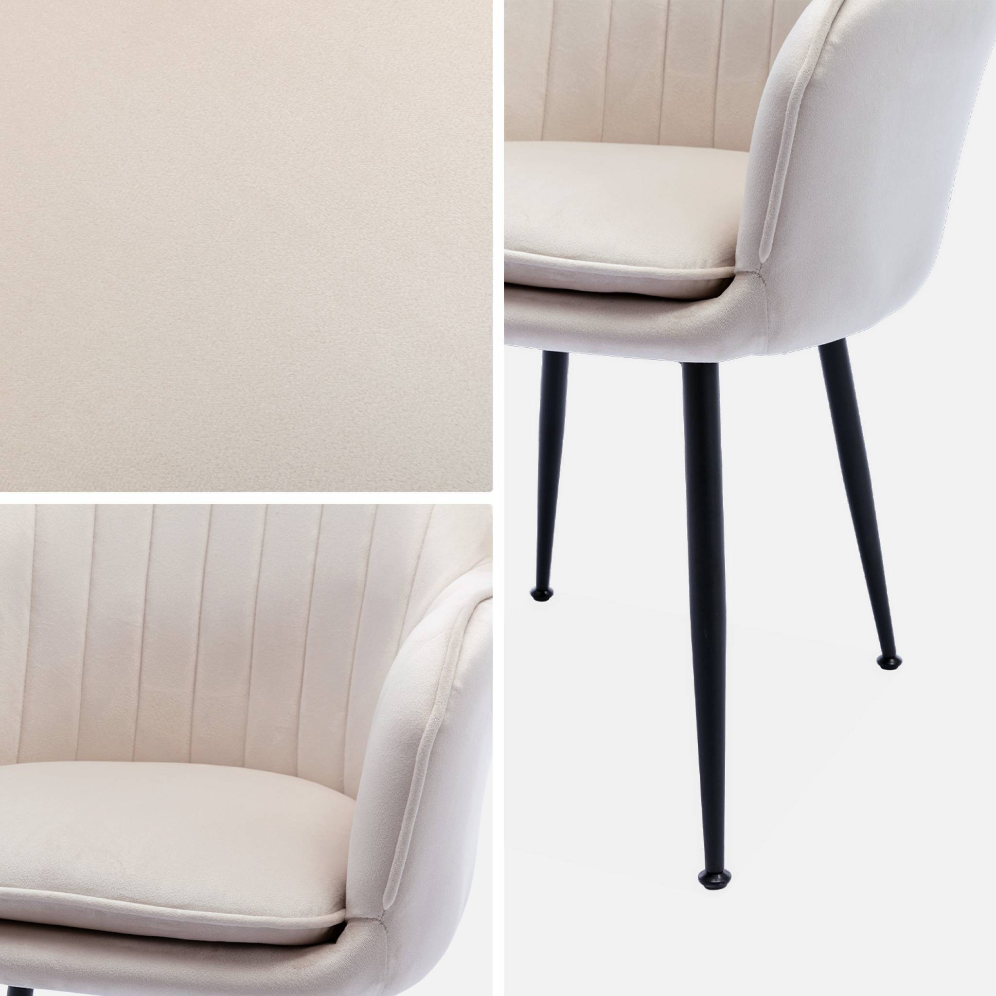 sweeek - Fauteuil en velours blanc cassé et pieds en métal noir mat. Shella L 58 x P 58 x H 85 | sweeek - Image 6