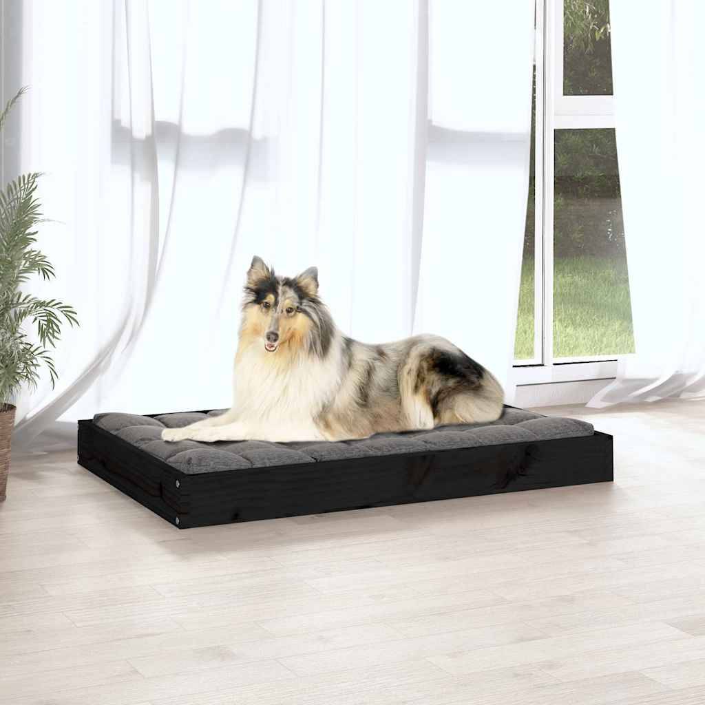 Vidaxl - Lit pour chien Noir 91,5x64x9 cm Bois de pin solide vidaXL 820865 - Imagen 4