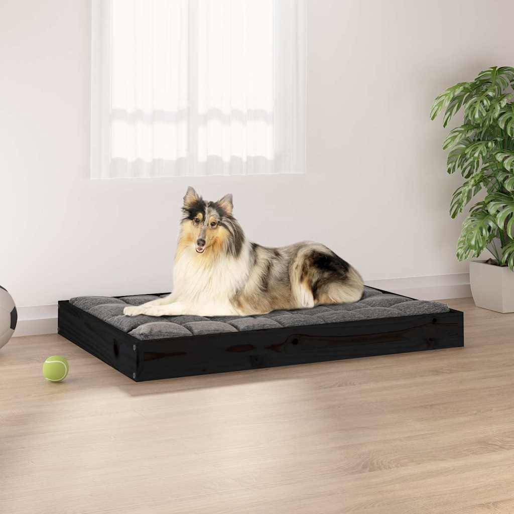 Vidaxl - Lit pour chien Noir 91,5x64x9 cm Bois de pin solide vidaXL 820865 - Imagen 1