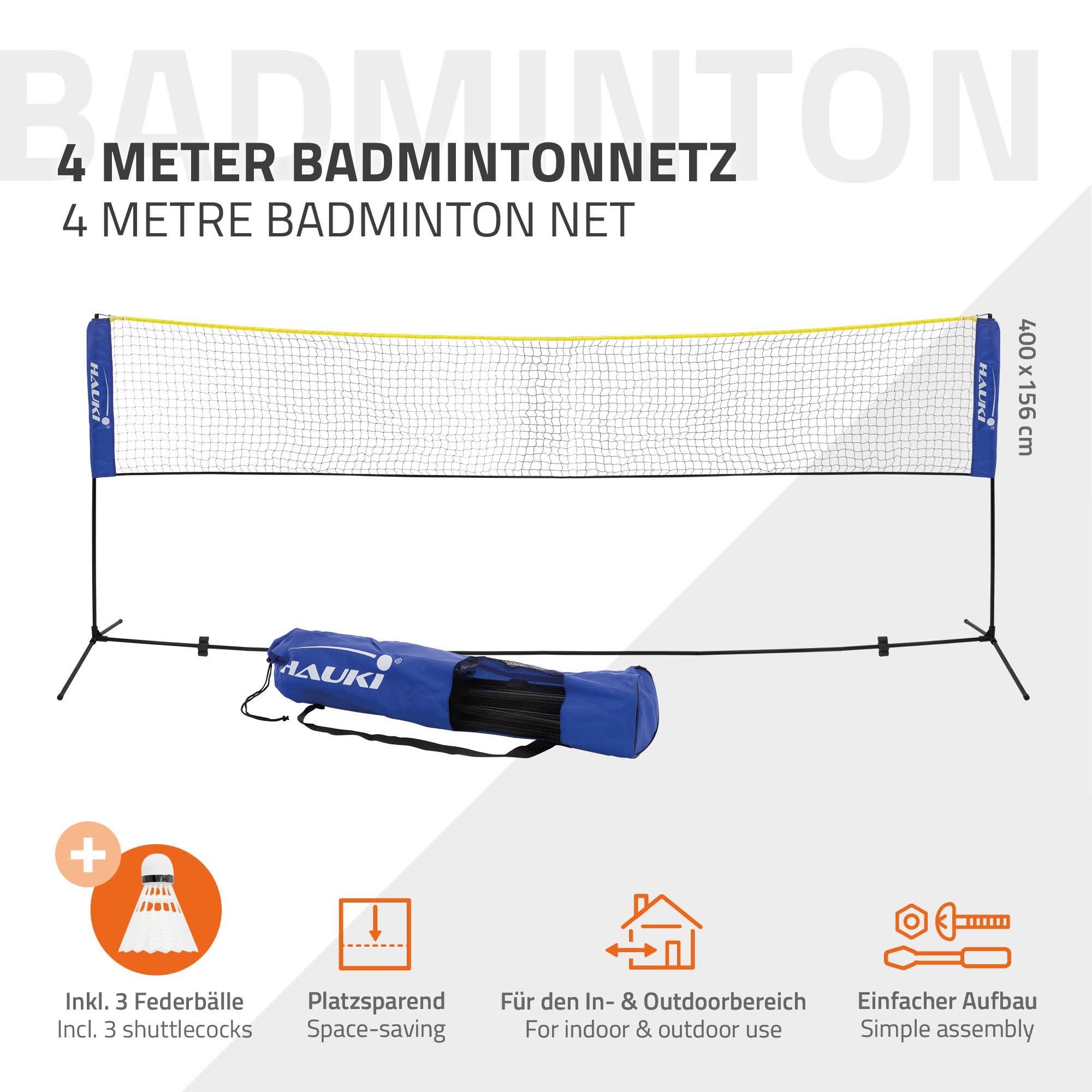 Filet de badminton 4m filet de volley-ball/tennis bleu portable hauteur 155 cm - Image 2