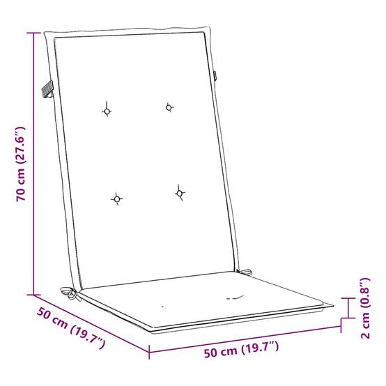 Coussins de chaise de jardin dossier haut polyester anthracite 120 x 50 x 2 cm - PANGIVO - Image 10