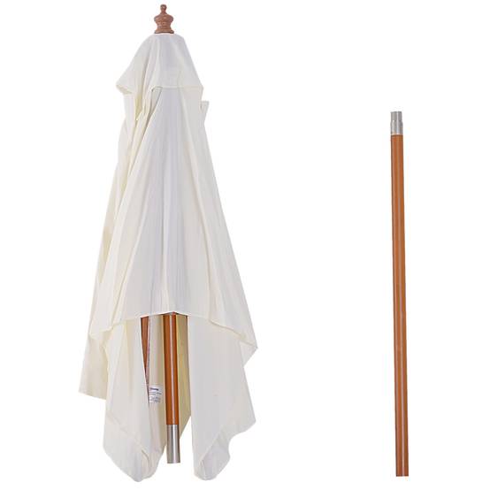 ComfortXL - Parasol de Jardin Rectangulaire Mât Bois Inclinable à Poulie 200x150 cm Crème - ComfortXL Outdoor Living - Image 9