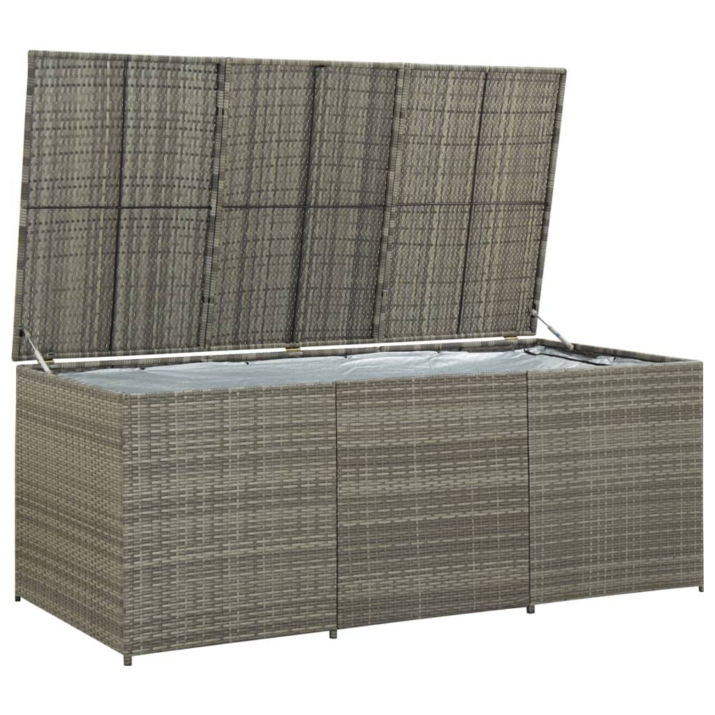 Coffre de rangement - Boîte de rangement extérieure - Coffre de jardin résine tressée 180x90x70 cm gris