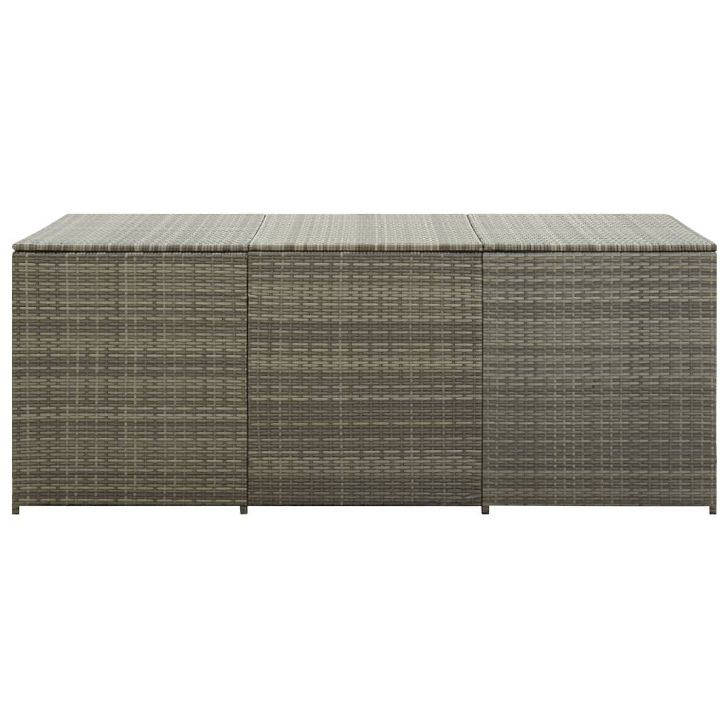 Coffre de rangement - Boîte de rangement extérieure - Coffre de jardin résine tressée 180x90x70 cm gris - Image 3
