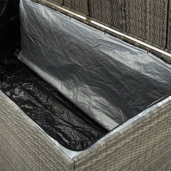 Coffre de rangement - Boîte de rangement extérieure - Coffre de jardin résine tressée 180x90x70 cm gris - Image 7