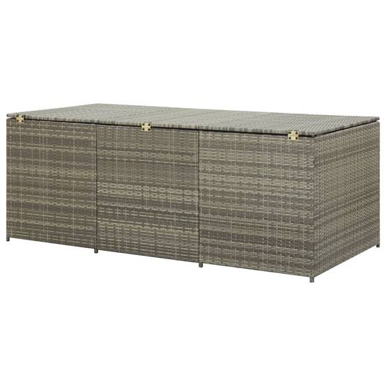 Coffre de rangement - Boîte de rangement extérieure - Coffre de jardin résine tressée 180x90x70 cm gris - Image 5