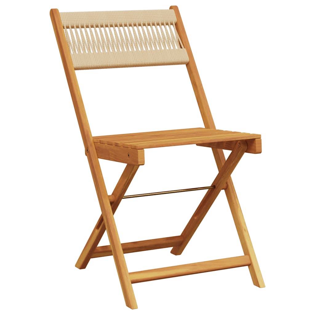 Vidaxl - Ensemble de bistro 3 pcs-Salons de jardin beige polypropylène et bois massif 148303 - Image 3