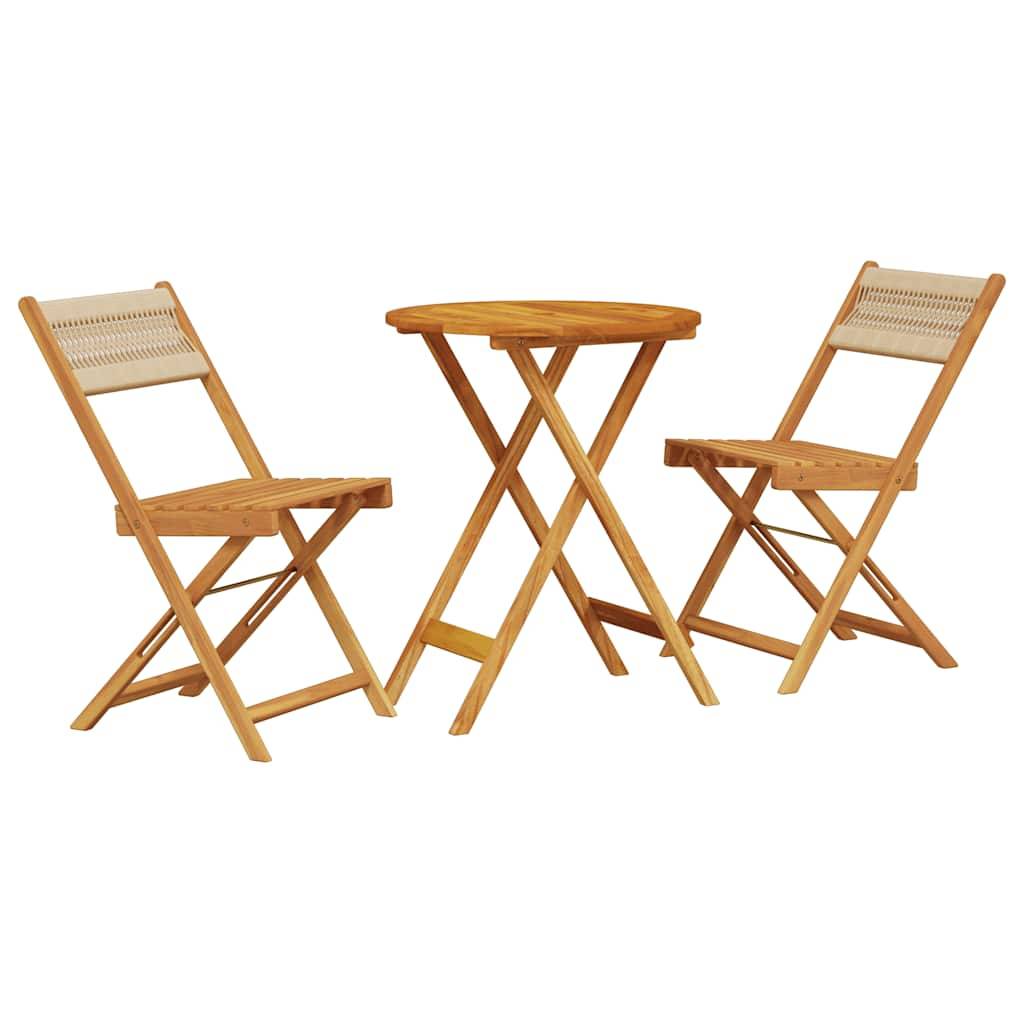 Vidaxl - Ensemble de bistro 3 pcs-Salons de jardin beige polypropylène et bois massif 148303 - Image 2