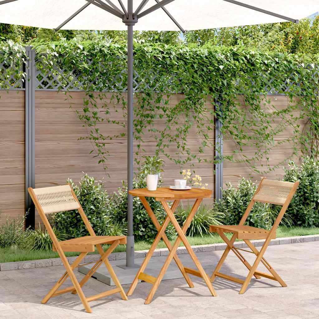 Vidaxl - Ensemble de bistro 3 pcs-Salons de jardin beige polypropylène et bois massif 148303 - Image 1