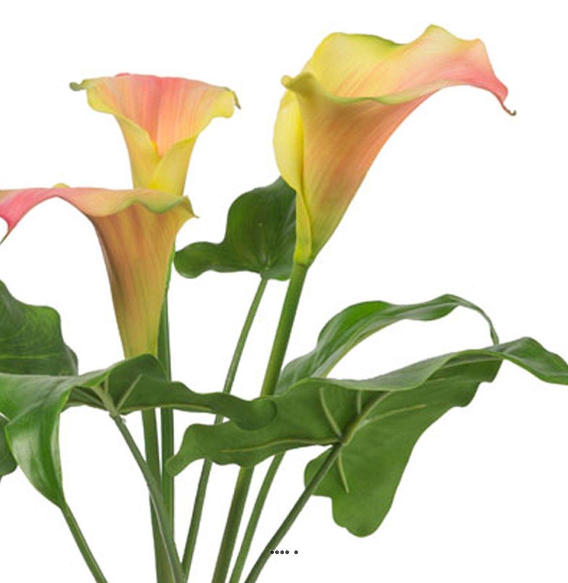 Artificielles - Arum calla artificiel en pot, 3 têtes de fleurs, H 40 cm Rose-orange - couleur: Rose-orange - Imagen 3
