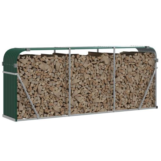 Range-bûches en acier galvanisé pour jardin 234x45x100 cm Vert – ComfortXL Outdoor Living - Image 3