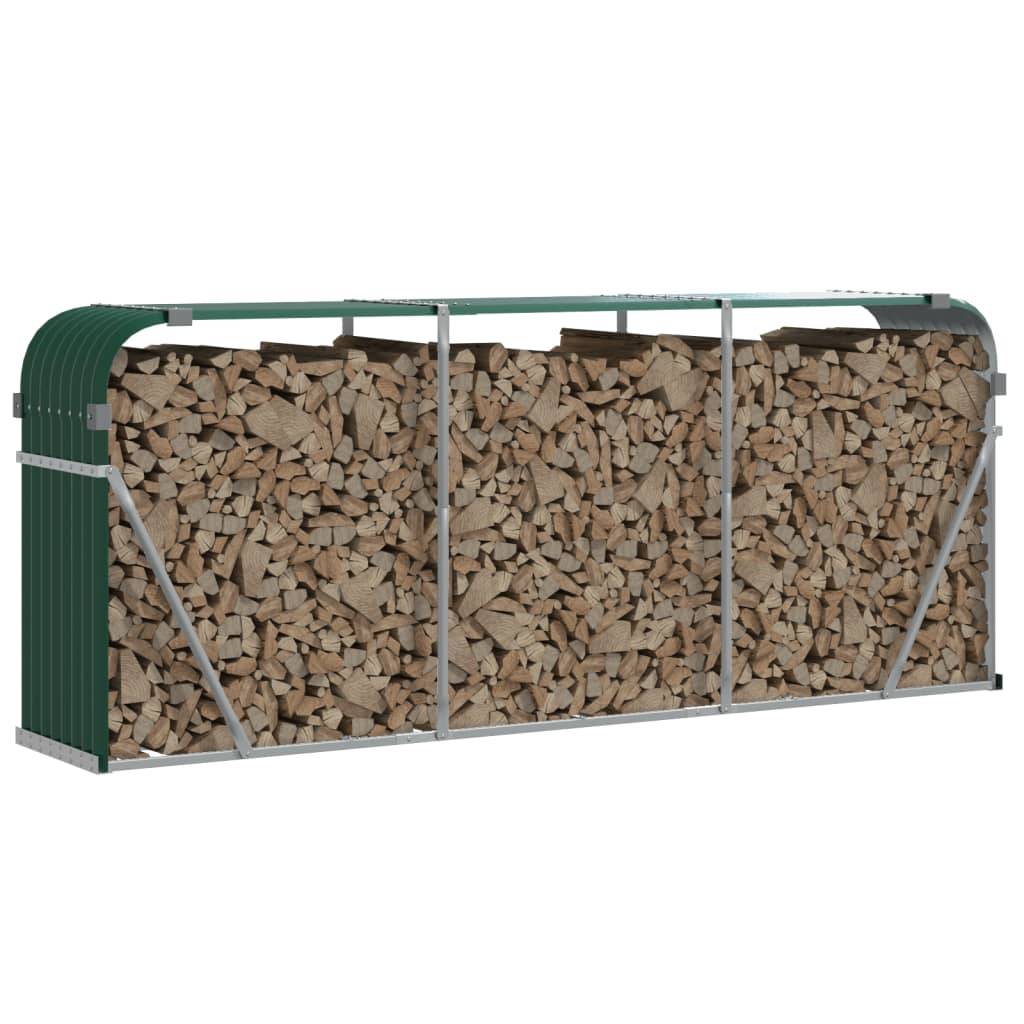 Range-bûches en acier galvanisé pour jardin 234x45x100 cm Vert – ComfortXL Outdoor Living - Image 3