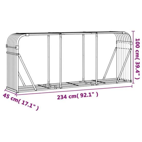Range-bûches en acier galvanisé pour jardin 234x45x100 cm Vert – ComfortXL Outdoor Living - Image 9