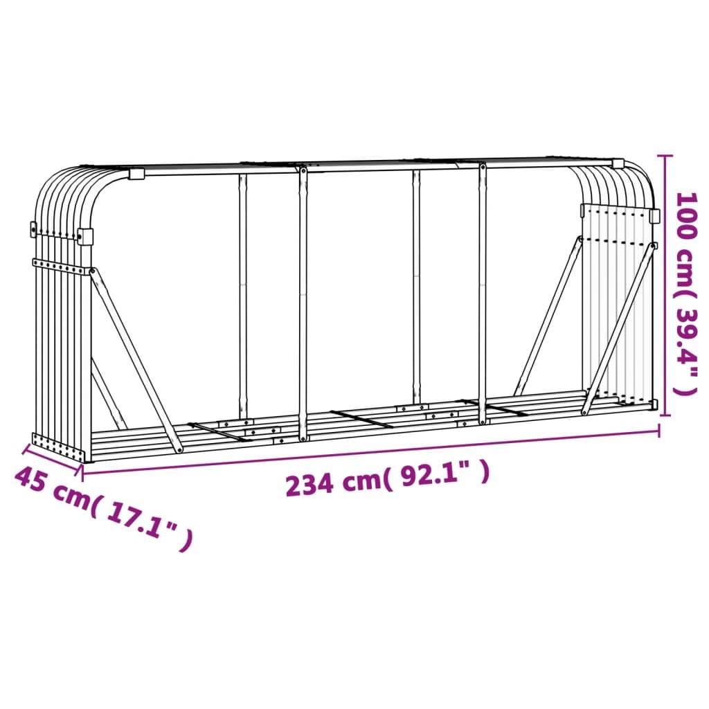 Range-bûches en acier galvanisé pour jardin 234x45x100 cm Vert – ComfortXL Outdoor Living - Image 9