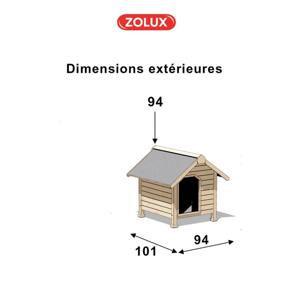 Zolux - zolux - Caseta de madera chalet Grande dimensión exterior 101 x 94 cm H 94 cm para perro - Imagen 5