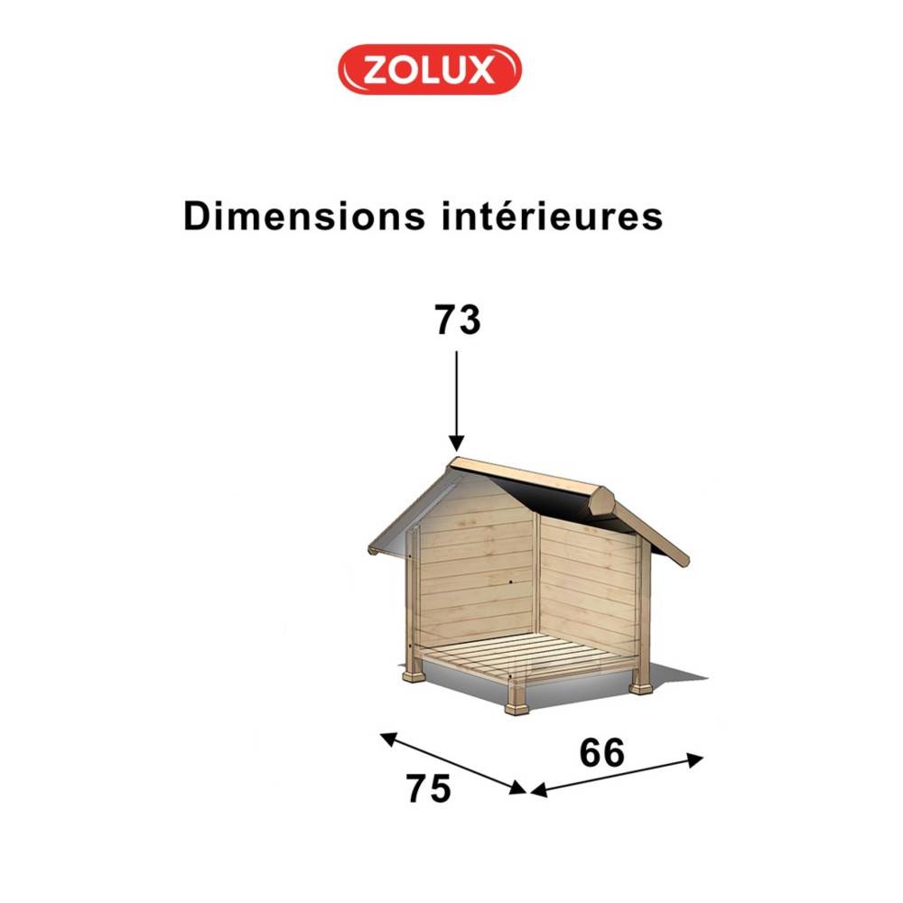 Zolux - zolux - Caseta de madera chalet Grande dimensión exterior 101 x 94 cm H 94 cm para perro - Imagen 4