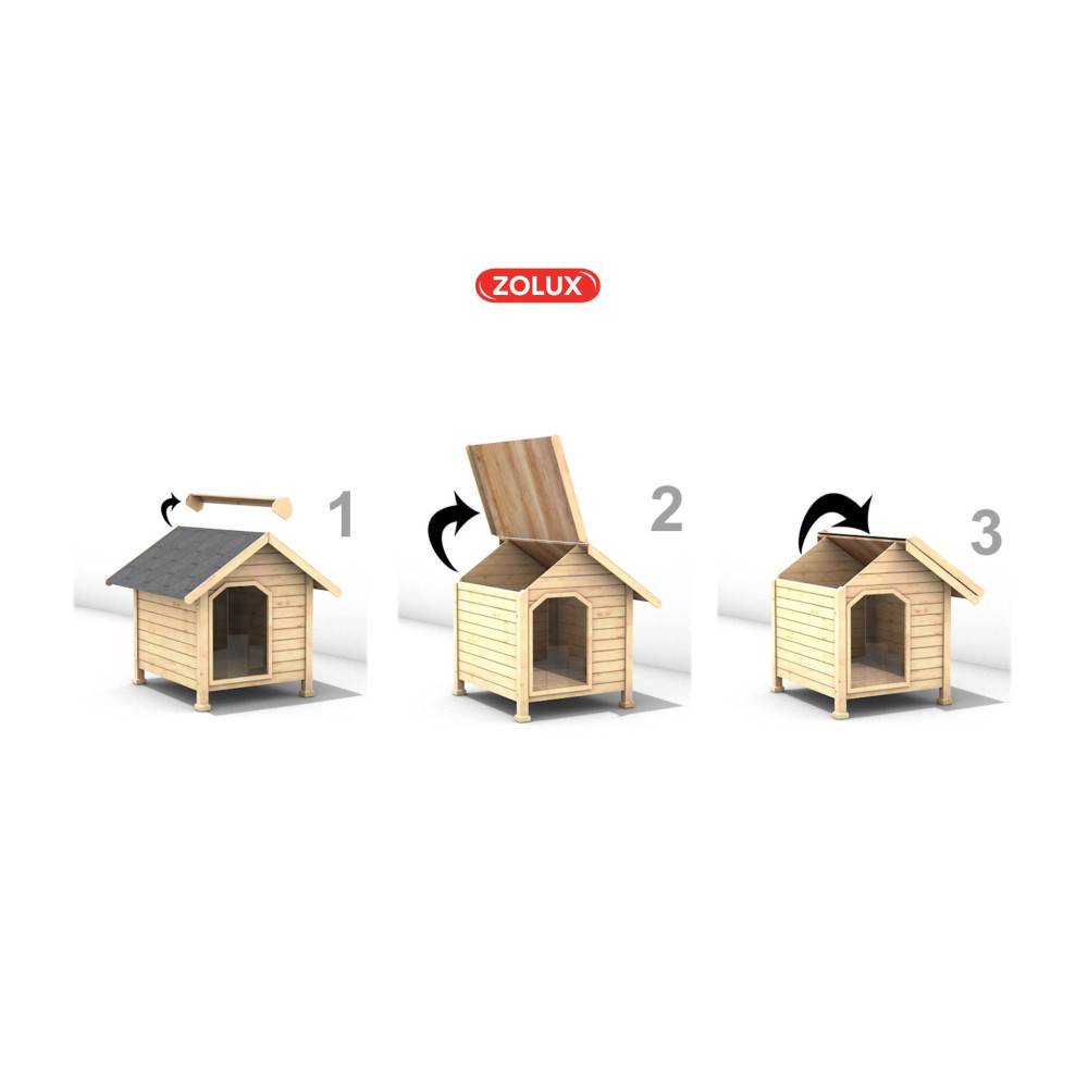 Zolux - zolux - Caseta de madera chalet Grande dimensión exterior 101 x 94 cm H 94 cm para perro - Imagen 3