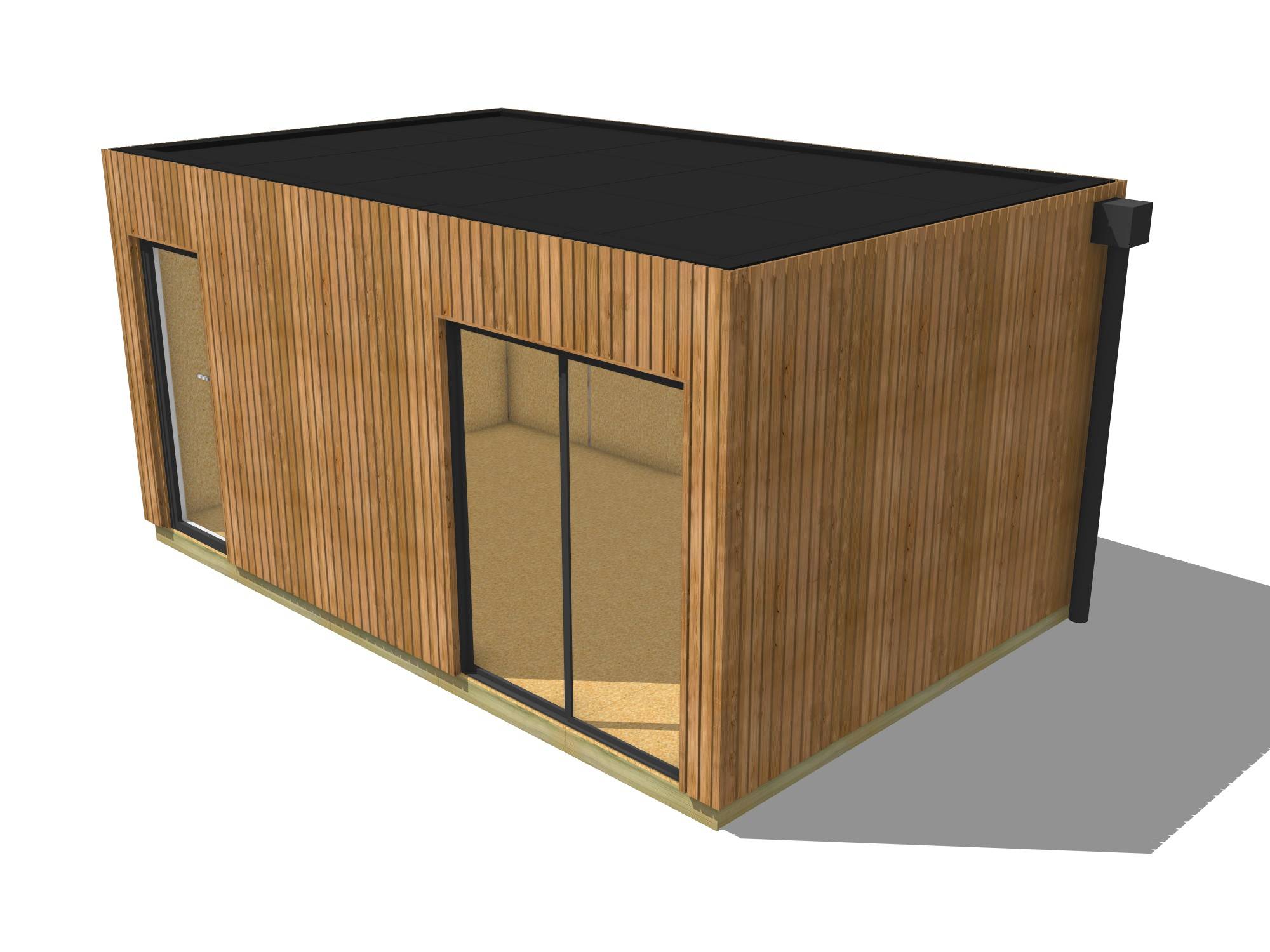 Sans Marque - Extension maison en bois en bois 5,5 x 3,5 x 2,7 m avec plancher isolé - Imagen 2