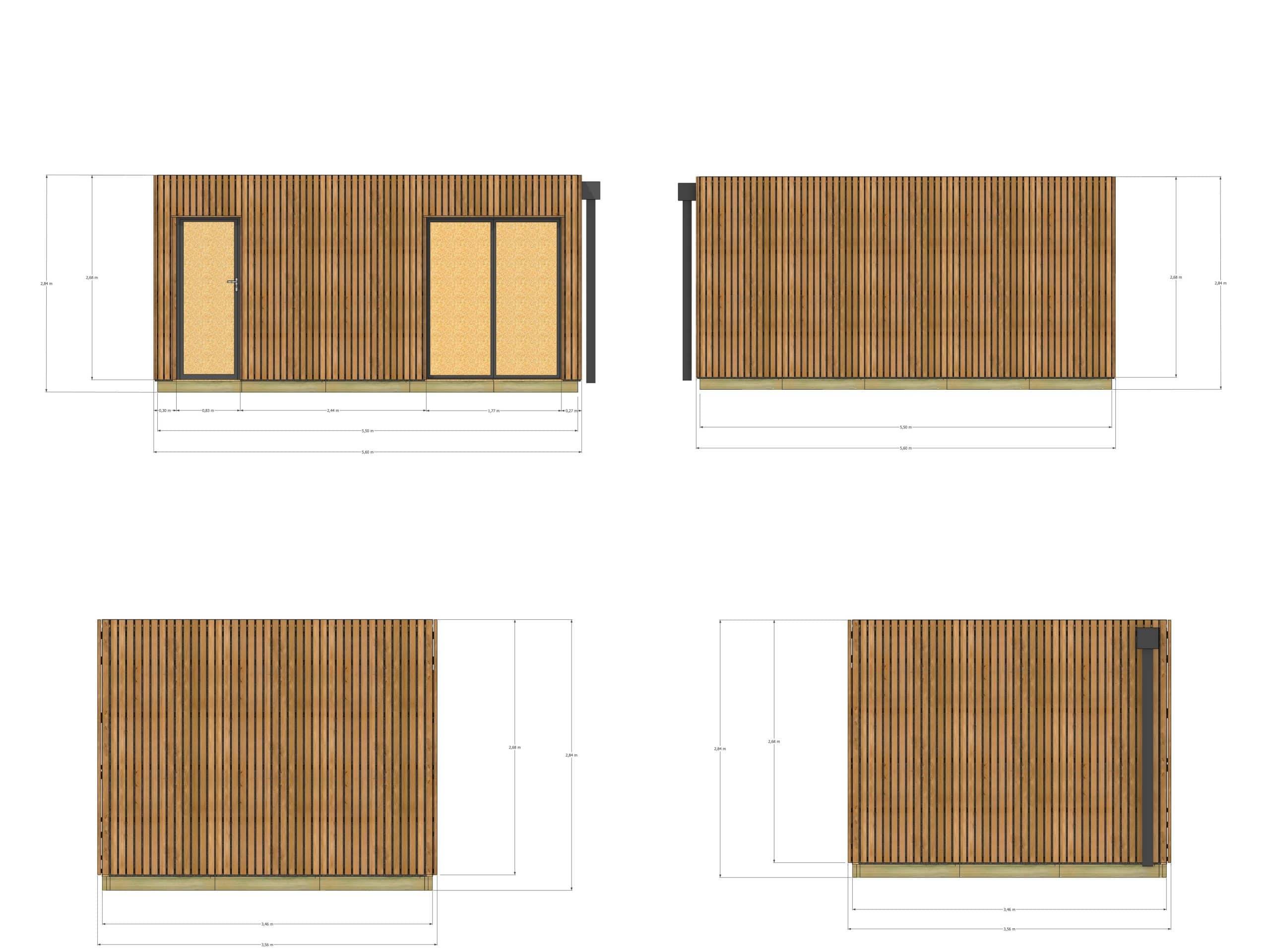 Sans Marque - Extension maison en bois en bois 5,5 x 3,5 x 2,7 m avec plancher isolé - Imagen 4