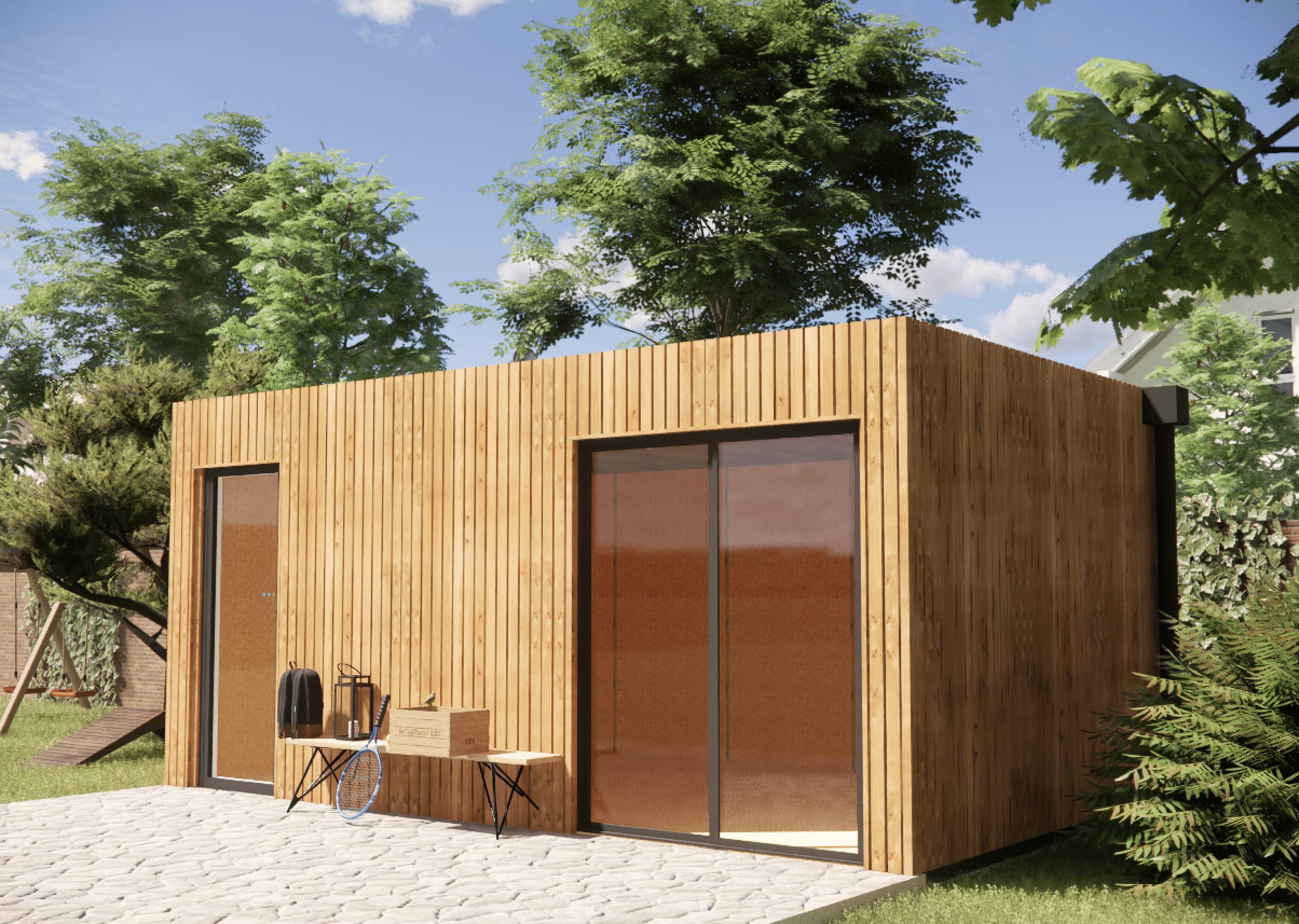 Sans Marque - Extension maison en bois en bois 5,5 x 3,5 x 2,7 m avec plancher isolé - Imagen 6