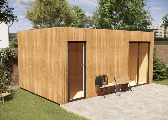 Sans Marque - Extension maison en bois en bois 5,5 x 3,5 x 2,7 m avec plancher isolé - Image 1