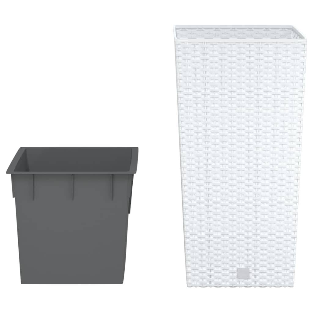 Helloshop26 - Jardinière bac lit surélevé plantes fleurs terrasse jardin et intérieur amovible 11/26,5 L rotin PP blanc - Image 2