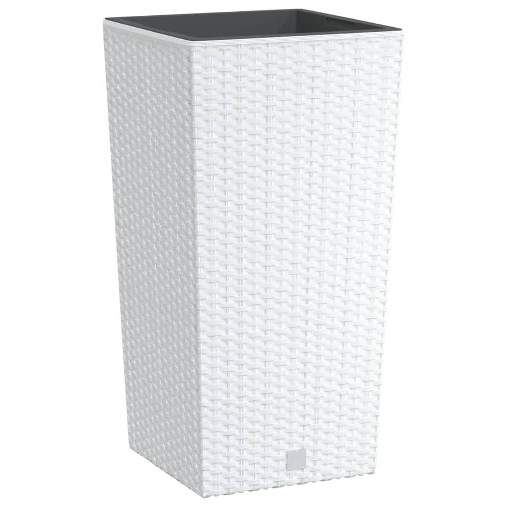 Helloshop26 - Jardinière bac lit surélevé plantes fleurs terrasse jardin et intérieur amovible 11/26,5 L rotin PP blanc - Image 1