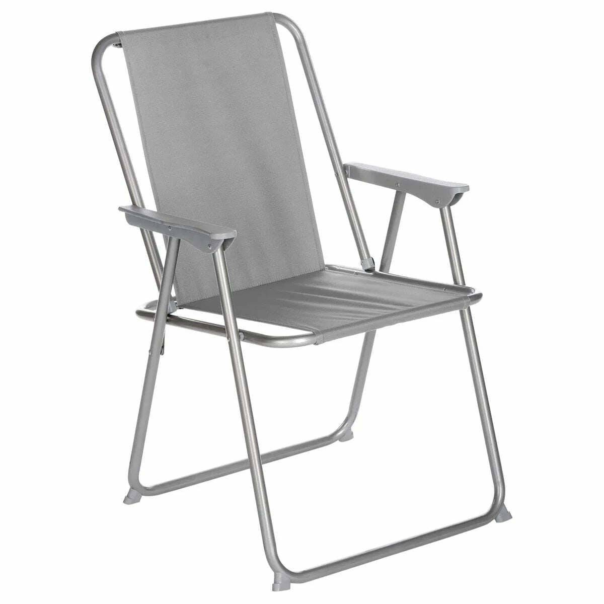Importdistrib - Chaise De Camping Pliable Fauteuil En Metal Et Textilene Gris Anthracite 53x55xh75 cm IMPORTDISTRIB - Imagen 1