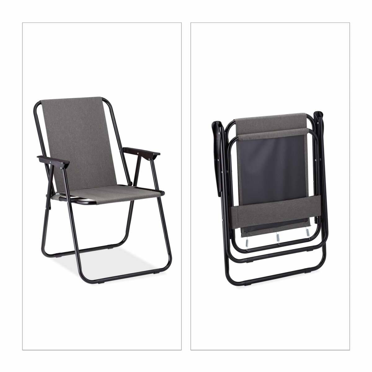 Importdistrib - Chaise De Camping Pliable Fauteuil En Metal Et Textilene Gris Anthracite 53x55xh75 cm IMPORTDISTRIB - Imagen 4