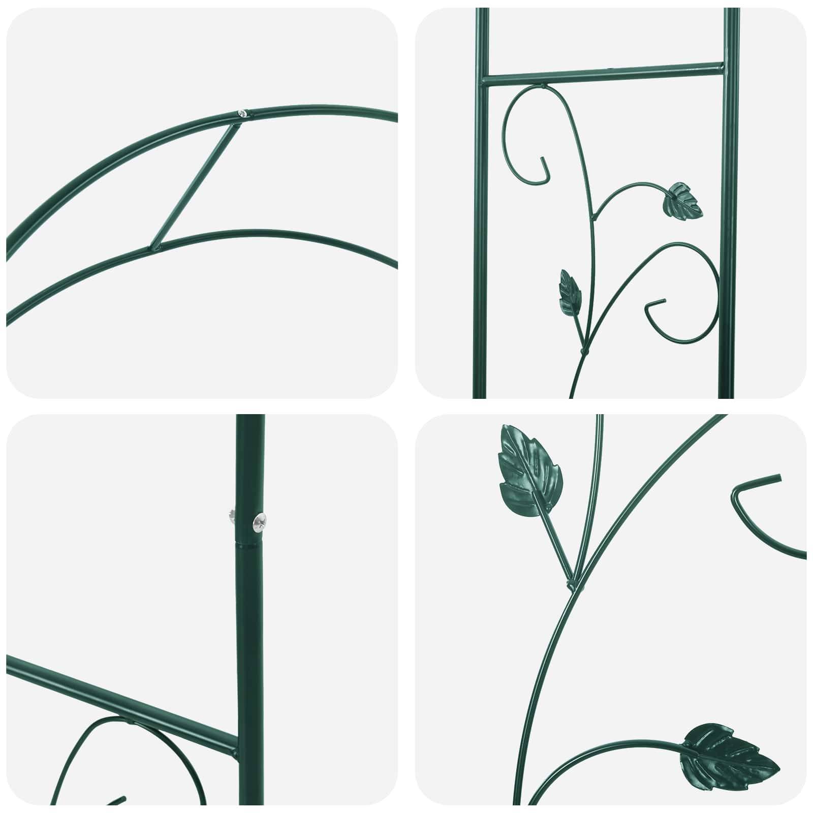Arche de jardin Métal Vert Design Floral Classique Décoration Extérieure 115cm - ComfortXL Outdoor Living - Image 8