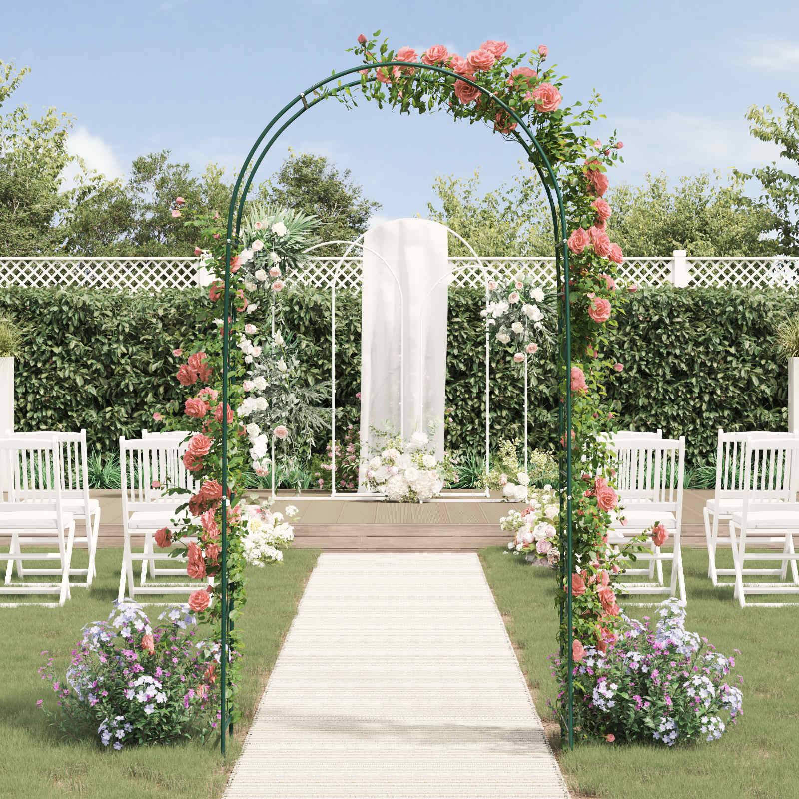 Arche de jardin Métal Vert Design Floral Classique Décoration Extérieure 115cm - ComfortXL Outdoor Living - Image 4