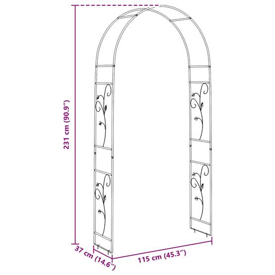 Arche de jardin Métal Vert Design Floral Classique Décoration Extérieure 115cm - ComfortXL Outdoor Living - Image 9