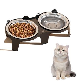 Gamelle surélevée noire en acier inoxydable pour chat - IntiMeg